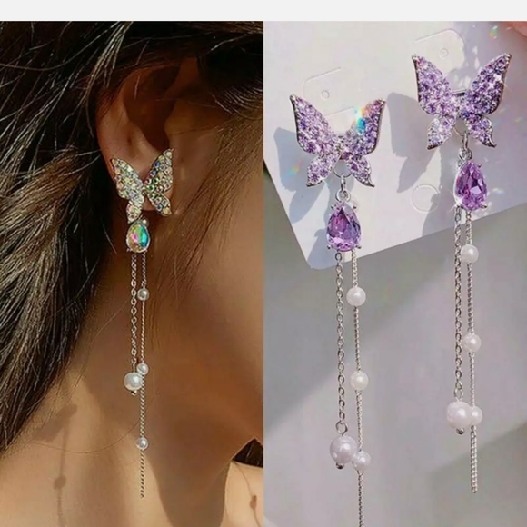 Fashion Jewelry Jewelry - NIB Iridescent Butterfly dangling earrings
